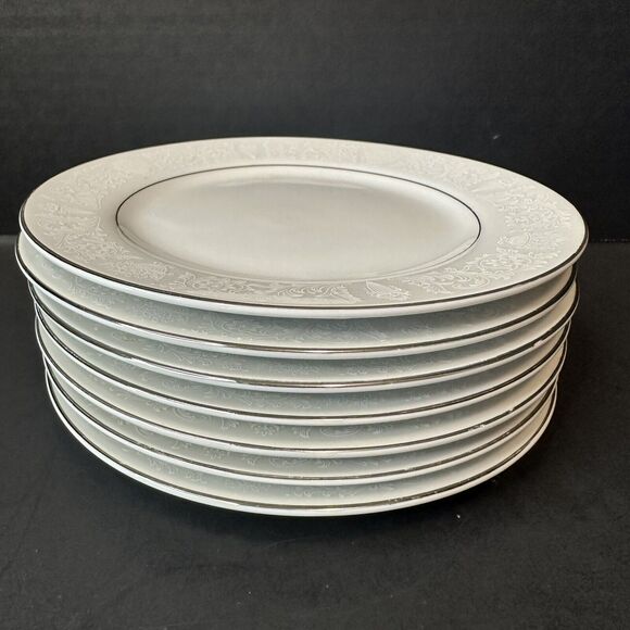 CROWN VICTORIA Lovelace 7 Bread & Butter Plates White w/Flowers & Urns - Picture 10 of 11